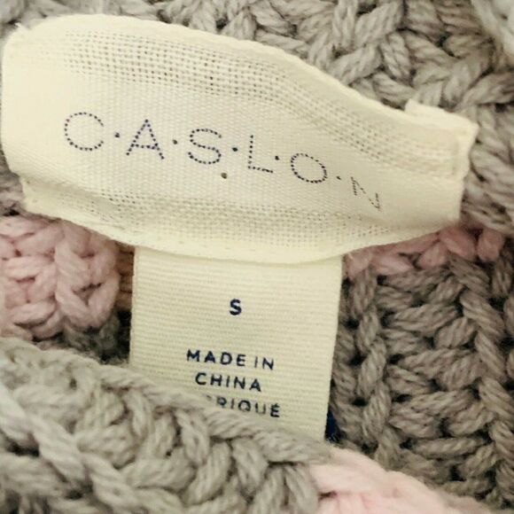 Caslon Sweater Mock Neck Relaxed Fit Gray Pink Stripe Small - Picture 5 of 7